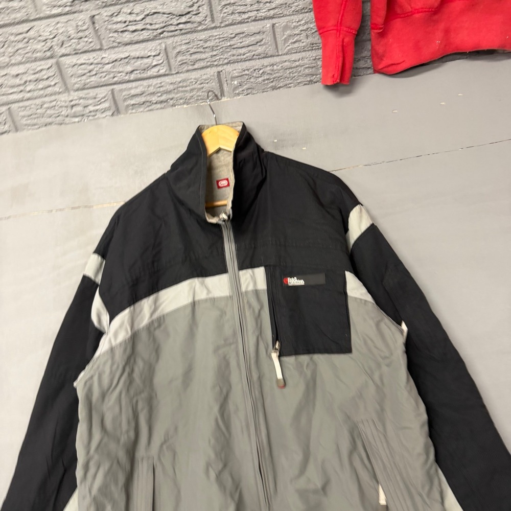 Ecko Unltd Function Mens XL Colorblock Windbreaker Jacket Black Grey Full Zip